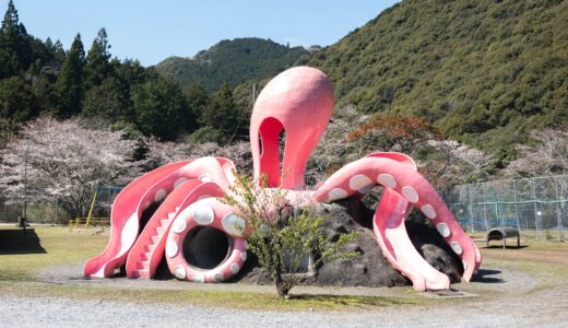 龍王公園｜春は桜が彩る、タコの滑り台が主役の公園